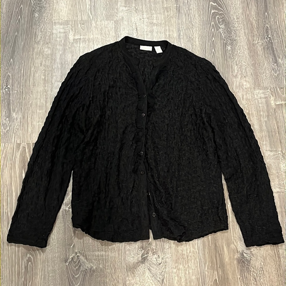 Chico’s Lace Popcorn Texture Shirt Button Down sz 2